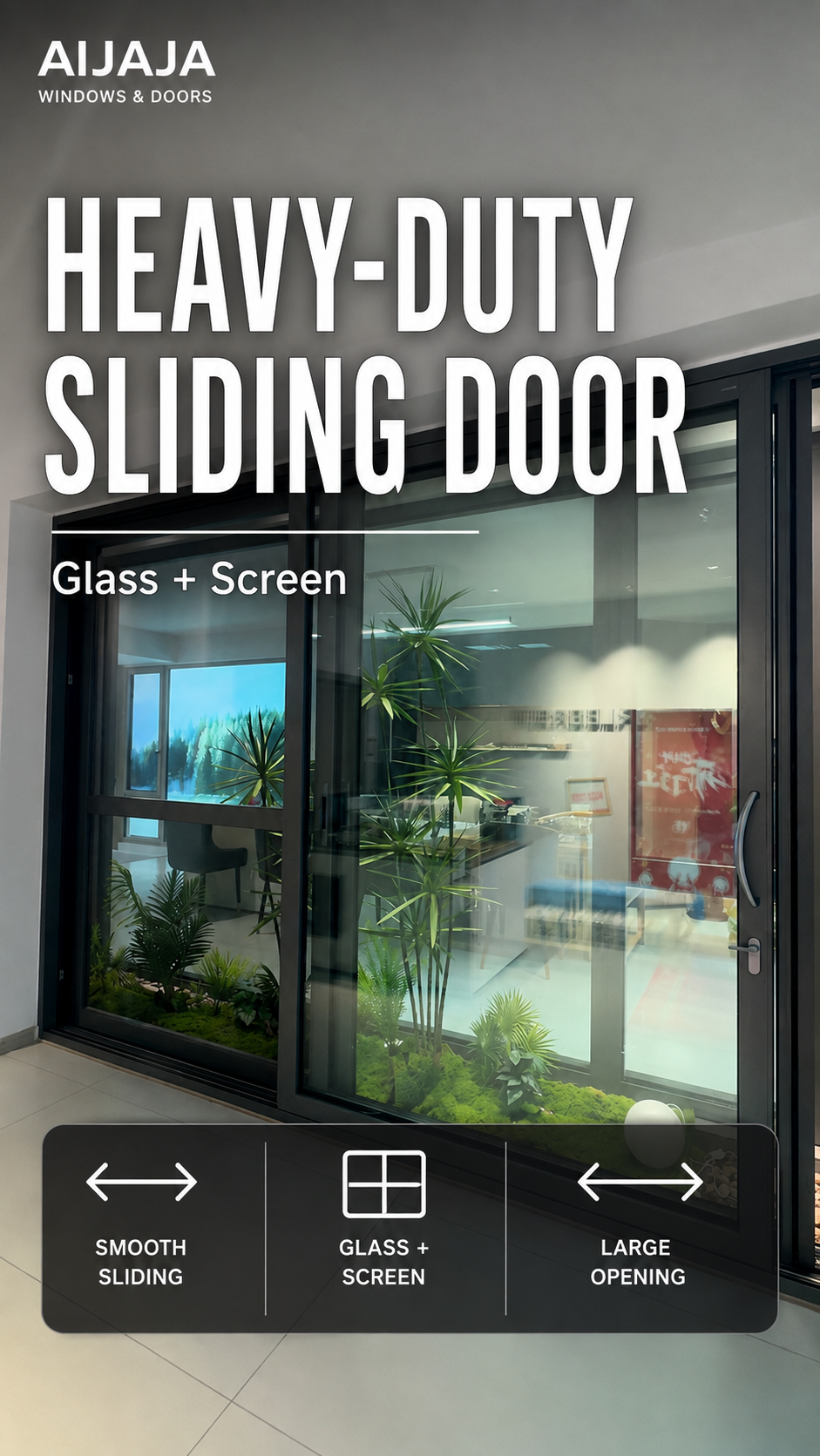 Heavy-Duty Sliding Door — Glass + Screen
