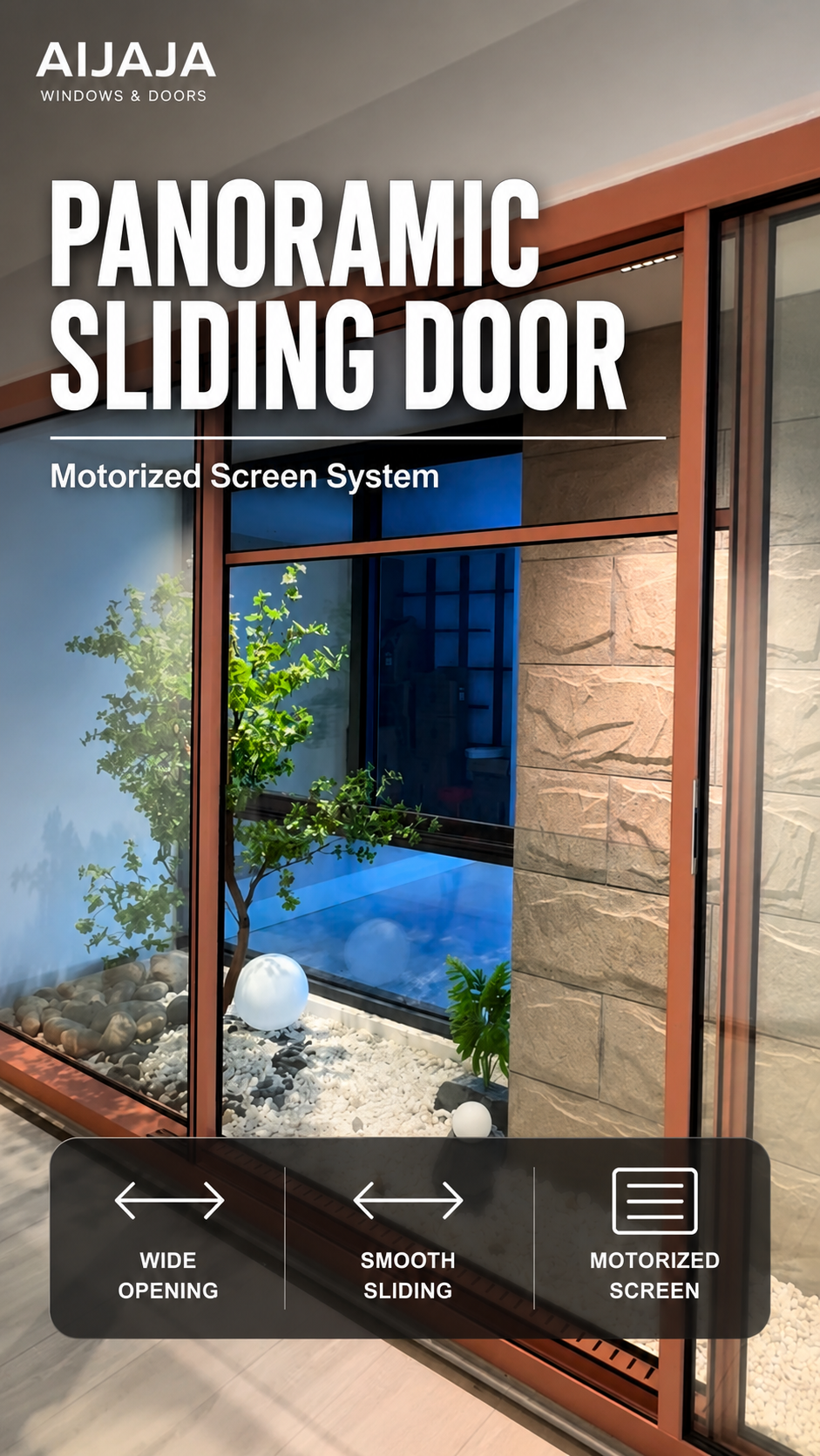 Panoramic Sliding Door — Motorized Screen System