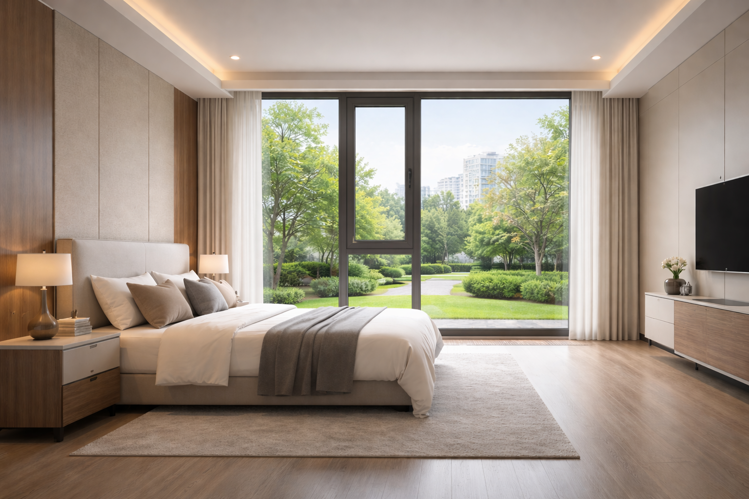 Tilt-and-Turn Window in a modern bedroom setting with balanced daylight and functional ventilation