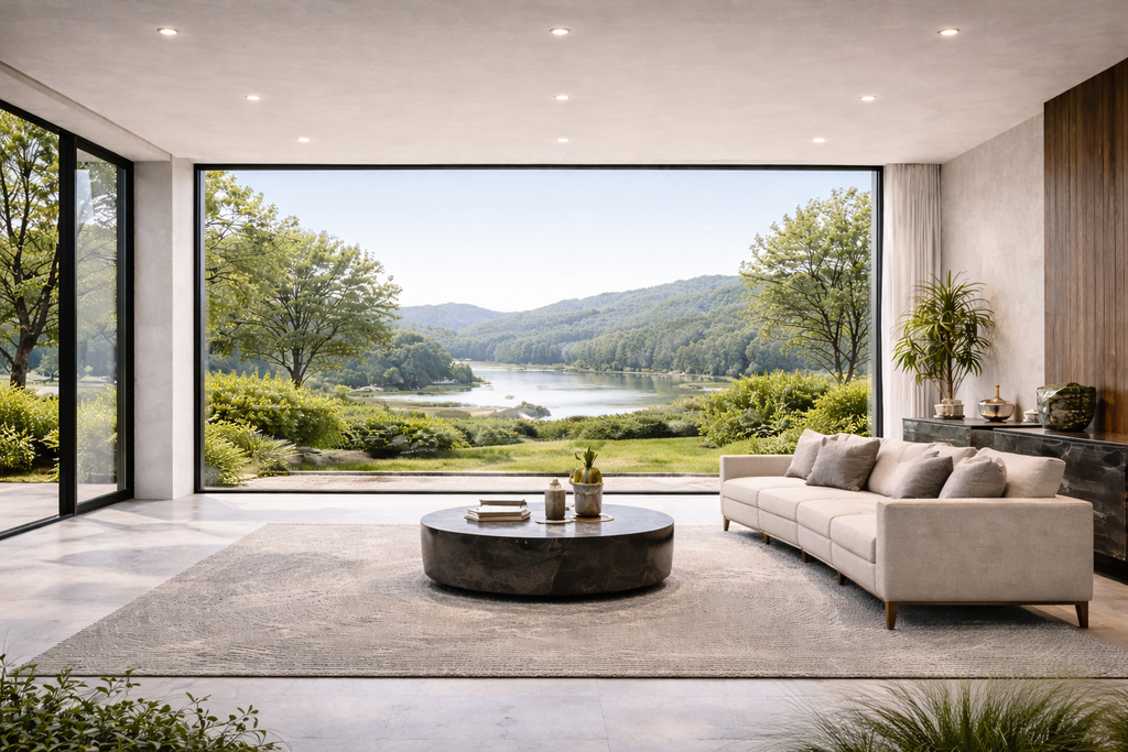 Custom Picture Window for full-height residential glazing and open landscape views