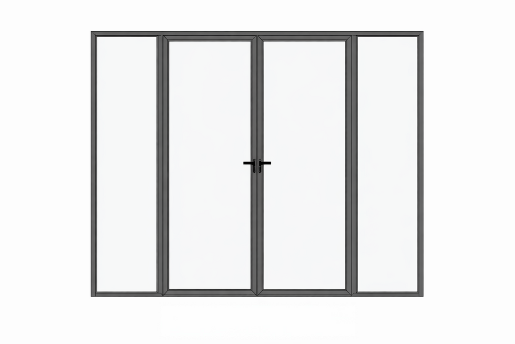 Slim Frame Swing Door with double swing configuration and slim aluminum frame