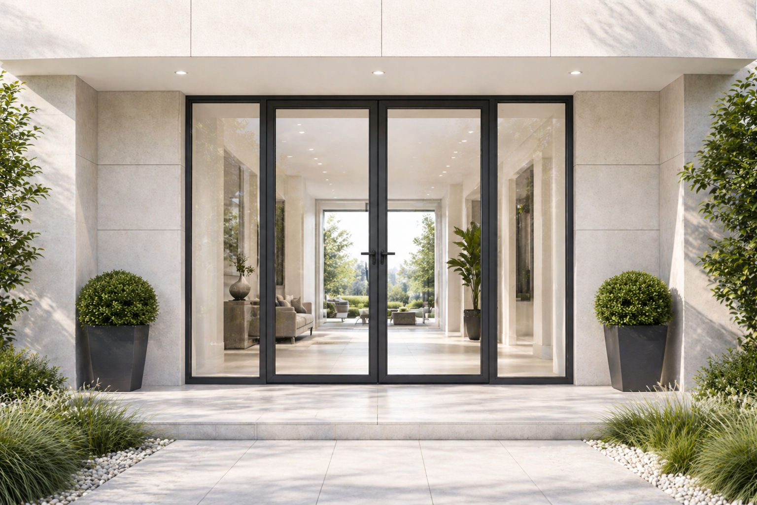 Slim Frame Swing Door in a modern residential entrance setting with clean architectural lines