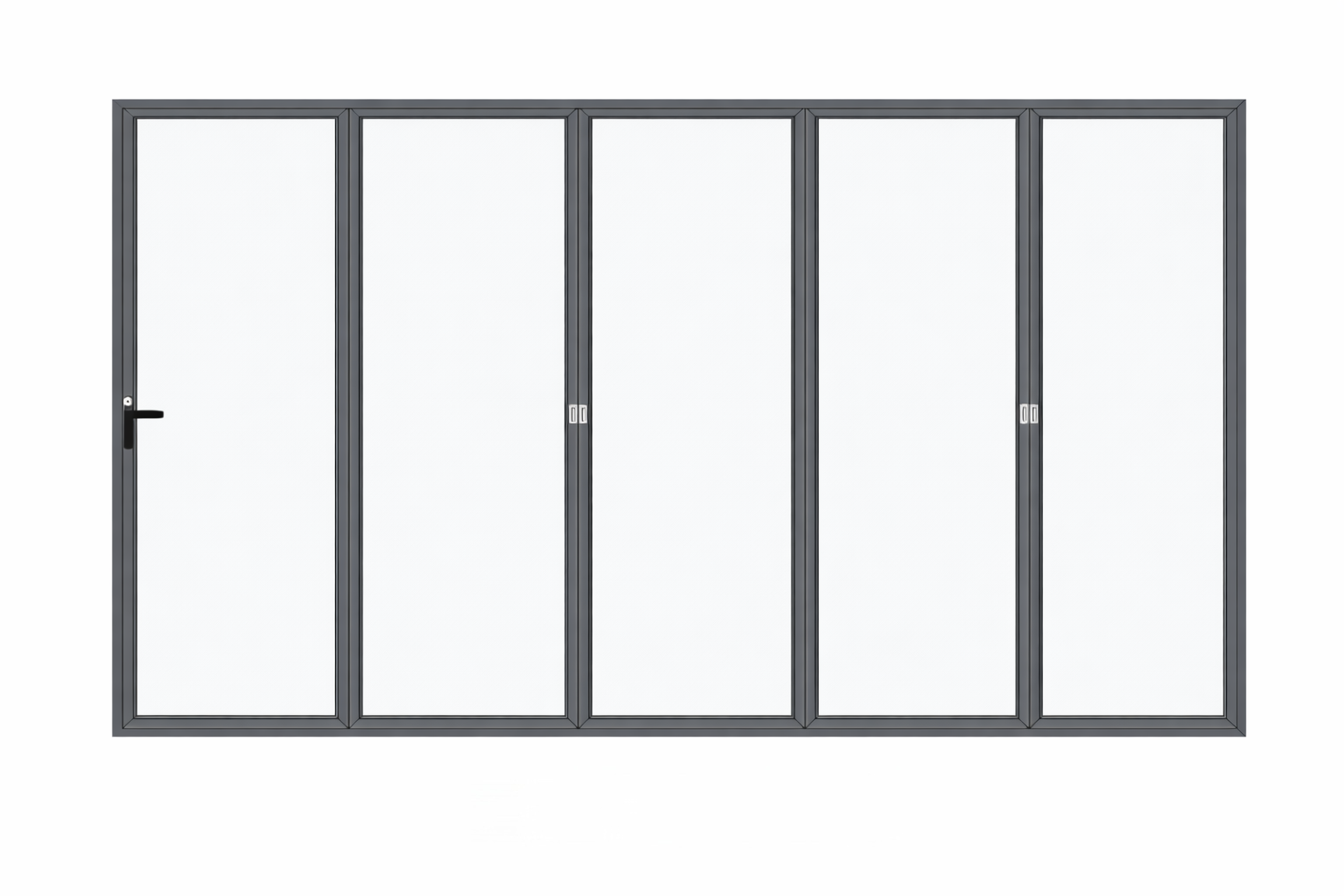 Folding Door with five-panel folding configuration and aluminum frame