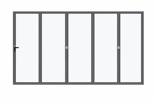 Folding Door with five-panel folding configuration and aluminum frame