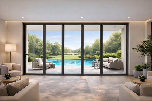 Aluminum folding door system for large openings and stronger indoor outdoor connection