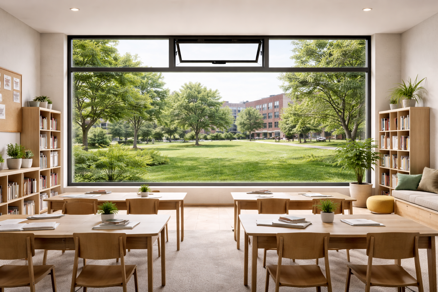 Custom daylighting and top-hung ventilation system for schools offices and public spaces