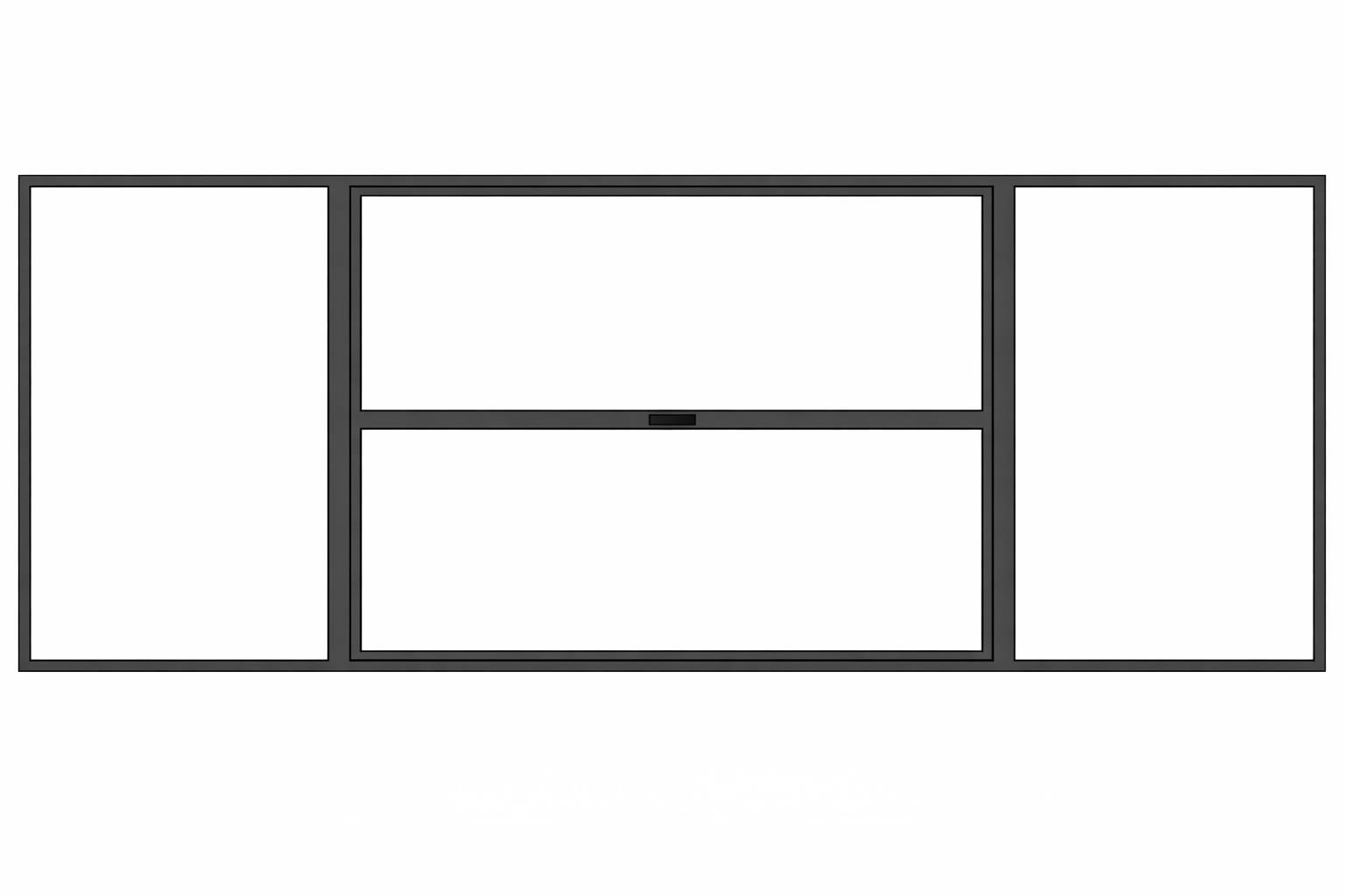 Vertical Lift Window System with fixed side viewing panels and central motorized lift opening section