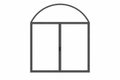 Arched Window and Door System with full arched top and lower double door configuration